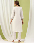 Ari Embroidered Cotton Kurta Set with Lace Palazzo & Floral Silk Dupatta
