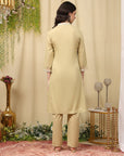 Pure Cotton Kurta Set with Thread Embroidery & Pocketed Palazzo