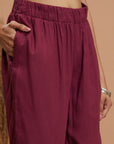 Solid Straight Rayon Slub Kurta Set with Thread Embroidery