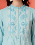 Solid A-Line Cotton Tunic with Ethnic Embroidery & Lace Detail
