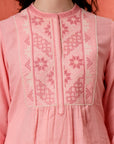 Solid A-Line Cotton Tunic with Ethnic Embroidery & Lace Detail