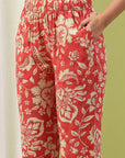 Floral Printed Viscose Rayon Kurta Set with Embroidery & Bell Sleeves