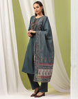 Embroidered Cotton Blend Kurta Set with Tassels & Printed Dupatta