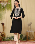 Pure Cotton Kurta Set with Lakhnavi Embroidery & Pockets