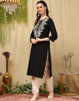 Pure Cotton Kurta Set with Lakhnavi Embroidery & Pockets