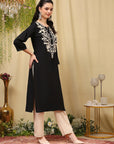 Pure Cotton Kurta Set with Lakhnavi Embroidery & Pockets