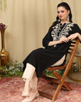 Pure Cotton Kurta Set with Lakhnavi Embroidery & Pockets
