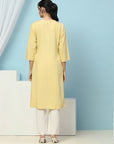 Cotton Straight Kurta Set with Lakhnavi Embroidery & Laced Dupatta