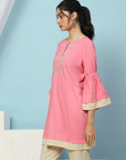 Solid Embroidered Knee Length Straight Tunic for Women