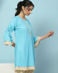 Solid Embroidered Knee Length Straight Tunic for Women