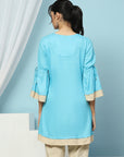 Solid Embroidered Knee Length Straight Tunic for Women