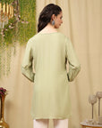 Viscose Rayon Kurti with Lace Detailing & Bishop Sleeves