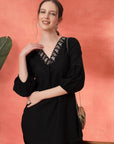 Solid Straight Cotton Blend Kurta Set with Zari Embroidery