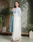 Thread Embroidered V-Neck Cotton Kurta Set with Palazzo & Solid Dupatta