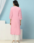 Thread Embroidered V-Neck Cotton Kurta Set with Palazzo & Solid Dupatta