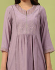 Silk Blend Embroidered Kurta Set with Palazzo & Lace Hem