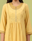Silk Blend Embroidered Kurta Set with Palazzo & Lace Hem