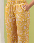 Floral Print Straight Tunic & Palazzo Set with Embroidery and Shirt Collar