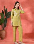 Green Cotton Co-ord with Chikankari Embroidery & Laced Palazzo