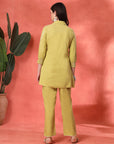 Green Cotton Co-ord with Chikankari Embroidery & Laced Palazzo