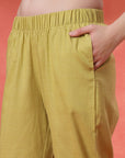 Green Cotton Co-ord with Chikankari Embroidery & Laced Palazzo