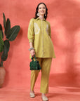 Green Cotton Co-ord with Chikankari Embroidery & Laced Palazzo