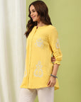 Solid Cotton Tunic with Lucknowi Embroidery