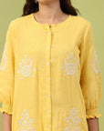 Solid Cotton Tunic with Lucknowi Embroidery