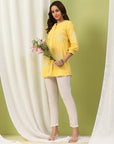 Solid Cotton Tunic with Lucknowi Embroidery