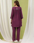 Solid Viscose Rayon A-Line Kurta Set with Ethnic Embroidery