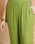 Solid Rayon Slub Kurta Set with Kashmiri Embroidery
