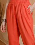 Solid Rayon Slub Kurta Set with Kashmiri Embroidery