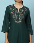 Embroidered Rayon Kurta Set with Stitch-Detailed Palazzo