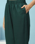 Embroidered Rayon Kurta Set with Stitch-Detailed Palazzo