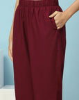 Solid Straight Viscose Rayon Kurta with Ethnic Embroidery & Palazzo