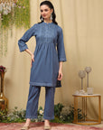 Pure Cotton Embroidered Kurta Set with Palazzo