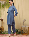 Pure Cotton Embroidered Kurta Set with Palazzo