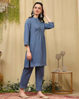 Pure Cotton Embroidered Kurta Set with Palazzo