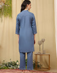 Pure Cotton Embroidered Kurta Set with Palazzo