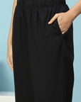 V-Neck Cotton Kurta Set with Paisley Embroidery & Contrast Patch Accents