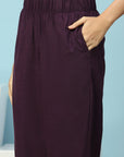 V-Neck Cotton Kurta Set with Paisley Embroidery & Contrast Patch Accents