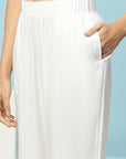 Solid Calf Length A-Line Kurta Set with Embroidery