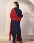 Solid Straight Cotton Linen Kurta Set with Ari Embroidery
