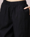 Solid Straight Cotton Kurta Set with Lace Detailing & Laced Dupatta