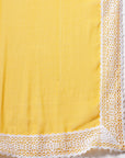 Solid Straight Cotton Kurta Set with Lace Detailing & Laced Dupatta