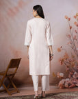 Solid Straight Cotton Kurta Set with Lace Detailing & Laced Dupatta
