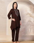 Solid Viscose Rayon Kurta Set with Ethnic Embroidery