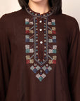 Solid Viscose Rayon Kurta Set with Ethnic Embroidery