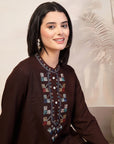 Solid Viscose Rayon Kurta Set with Ethnic Embroidery