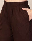 Solid Viscose Rayon Kurta Set with Ethnic Embroidery
